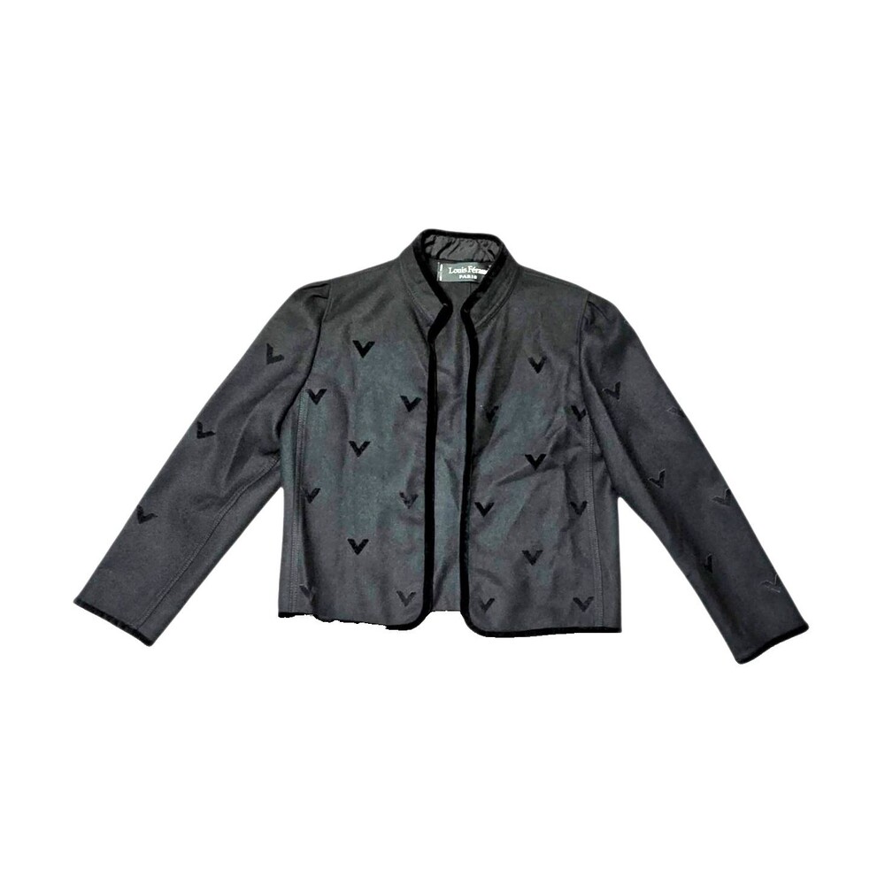 Vintage LOUIS FERAUD Paris Black Jacket Sz 42 US 10 Large 1980s 1990s